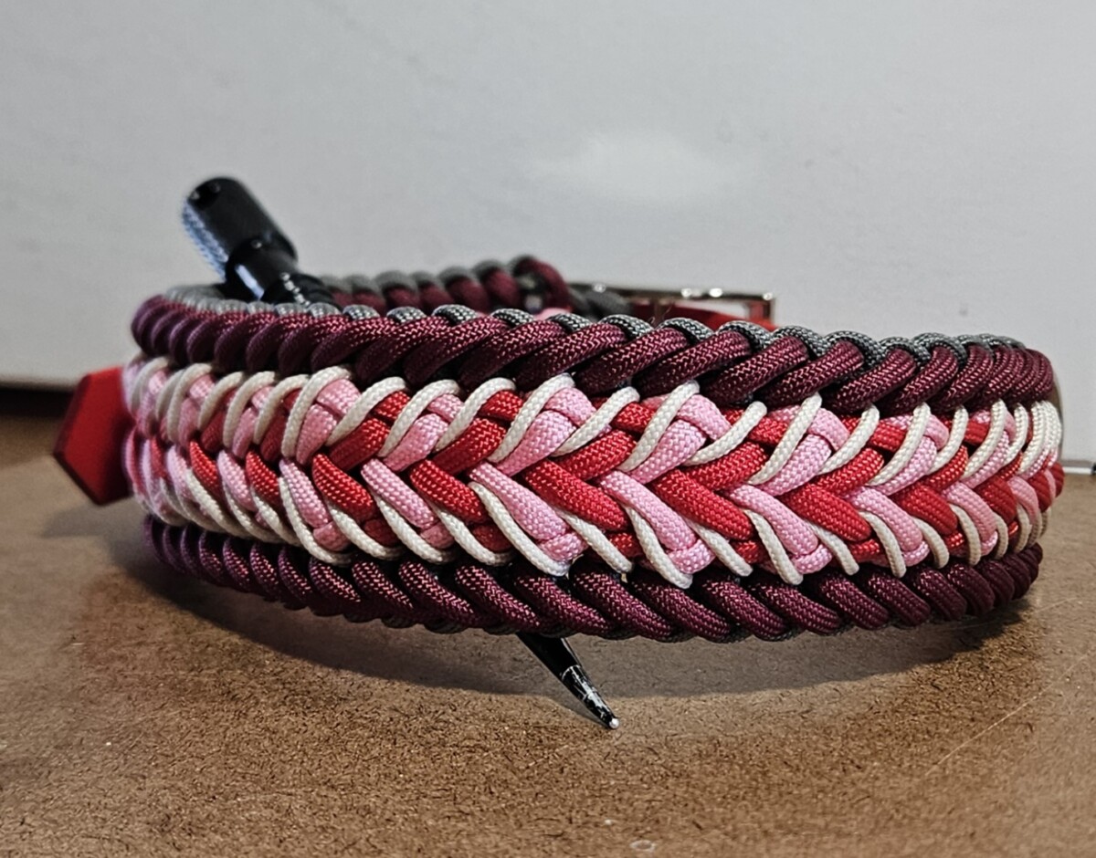 Pink and red collar by Broken Heart Paracord Creations